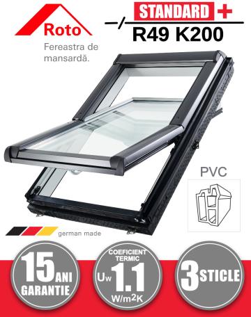 Fereastra mansarda + rama Roto R49 K200 PVC