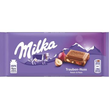 Ciocolata cu stafide si alune Milka 100 g