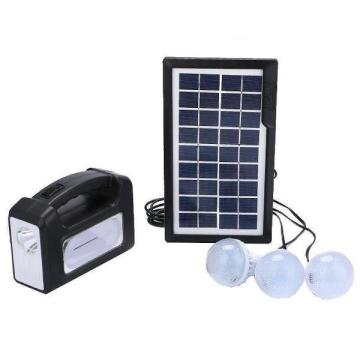 Kit panou solar cu 3 becuri LED, lanterna si acumulator