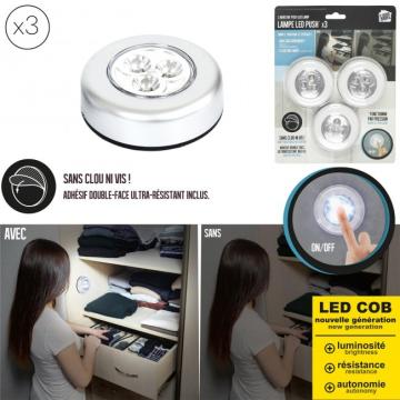 Set 3 lampi cu led pentru iluminare interior, cu autoadeziv