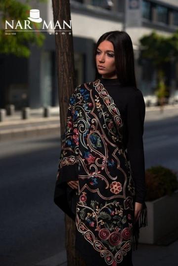 Sal brodat elegant din casmir si lana SLC05 de la Narman - Tuxedo