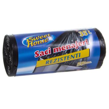 Saci menajeri 35 L, 50/rola, HDPE, negri de la Xtra Time Srl