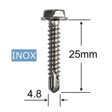 Surub autoforant inox 4.8x25mm cap hexagonal - 200buc/cutie