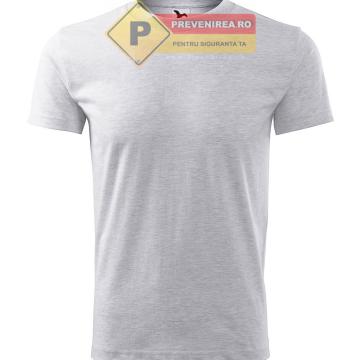 Tricou gri deschis clasic de barbat de la Prevenirea Pentru Siguranta Ta G.I. Srl