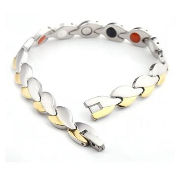 Bratara magnetica din titan, silver-gold, TY006J de la Arca Hobber Srl