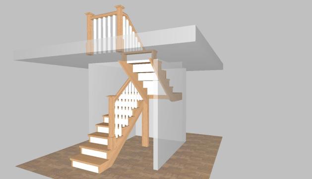 Proiect 3D scara interioara din lemn
