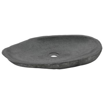 Chiuveta de baie din piatra de rau, 60-70 cm, ovala de la VidaXL