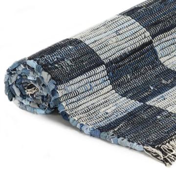 Covor Chindi tesut manual, albastru, 80x160 cm, denim