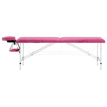 Masa de masaj pliabila, 2 zone, roz, aluminiu de la VidaXL