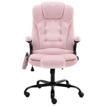 Scaun de masaj pentru birou, roz, catifea de la VidaXL