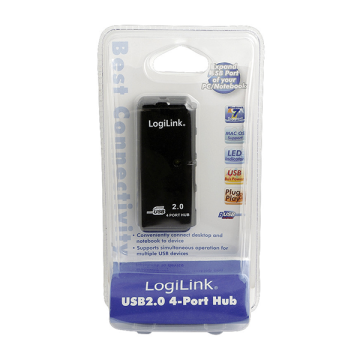 HUB Extern Logilink, porturi USB: USB 2.0X4, negru, UH0001A