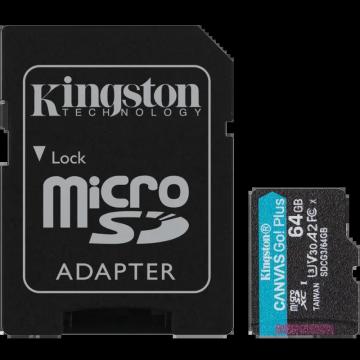 Card MicroSDKingst, SDXC, clasa 10, adaptor UHS-I U3,4K de la Elnicron Srl