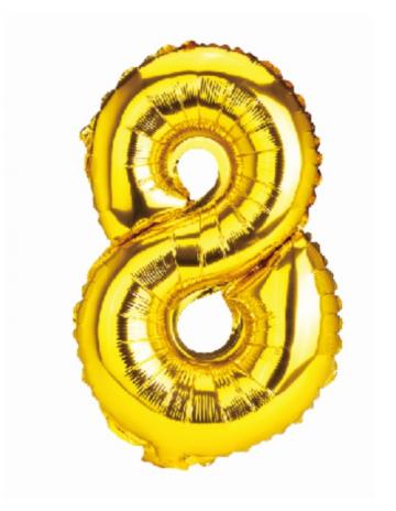 Balon folie cifra 8 auriu 40cm