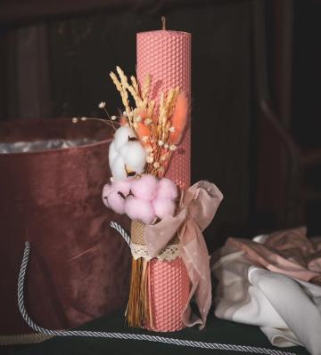 Lumanare botez ceara naturala Sweet Pink de la Julies Boutique Srl