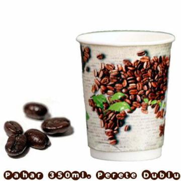 Pahare de carton cu perete dublu 350 ml (12 oz) coffee world