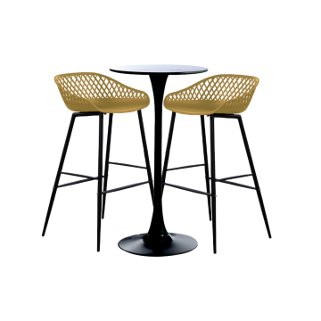 Set bar/cafenea, masa neagra 60x101cm si doua scaune Raki
