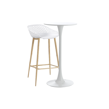 Set masa si scaune de bar alb, 2 piese, masa 60x101cm Raki de la Kalina Textile SRL