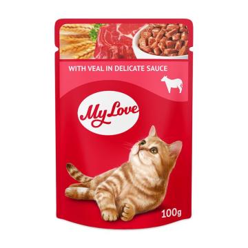 Hrana plic pisica cu vita in sos 100g - MyLove de la Club4Paws Srl