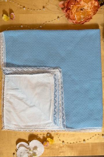Paturica tricotata dublata cu bumbac - bleu