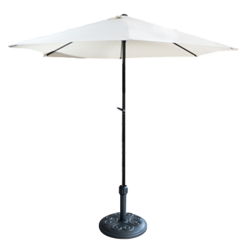 Umbrela soare cu mecanism rabatare 250cm alba si suport Raki