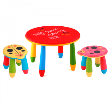 Set mobilier copii Raki, plastic, masa rotunda Slante de la Kalina Textile SRL