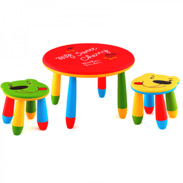 Set mobilier copii Raki, plastic, masa rotunda Slante de la Kalina Textile SRL