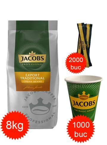 Cafea Jacobs Export Traditional, pahare 12oz Jacobs si zahar de la Vending Master Srl