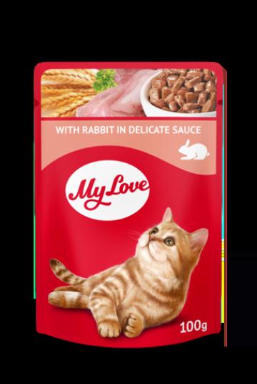 Plic hrana umeda pisica cu iepure in sos 100g - MyLove de la Club4Paws Srl