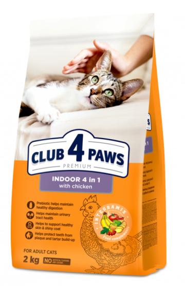 Hrana pisici Club 4 Paws Cat adult indoor 4 in 1 cu pui 2kg