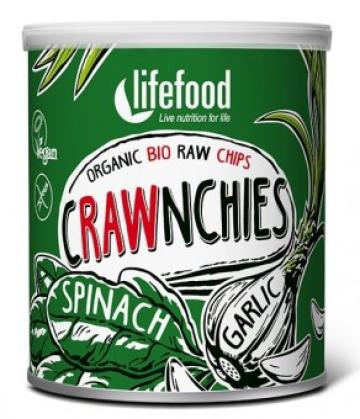 Chips Crawnchies cu spanac si usturoi raw eco 30g de la Supermarket Pentru Tine Srl