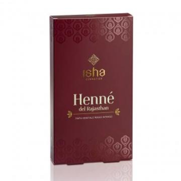 Vopsea de par Henna de Rajasthan rosu intens, 100g, Isha