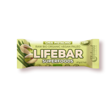 Baton cu chia, orz verde si fistic raw eco Lifebar plus 47g de la Supermarket Pentru Tine Srl