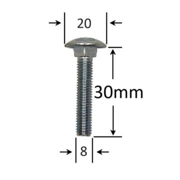 Surub filet metric cap bombat torbant M8x30 - 100 buc/cutie