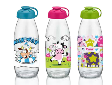 Sticla pentru copii cu decor 500ml Raki Milky, din sticla