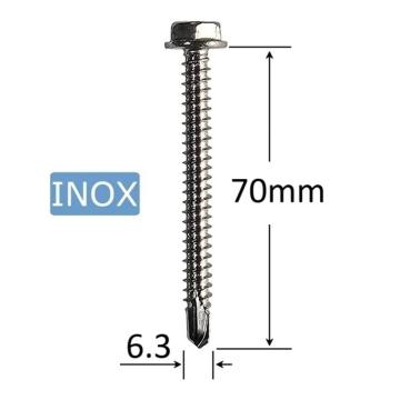 Surub autoforant inox 6.3x70mm cap hexagonal - 50 buc/cutie