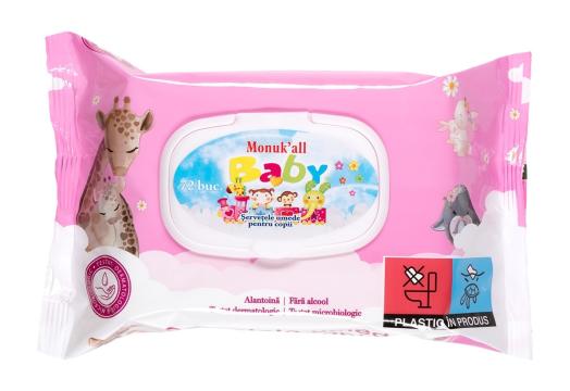 Servetele umede cu capac pentru copii, pink Monukall - 72buc de la Medaz Life Consum Srl