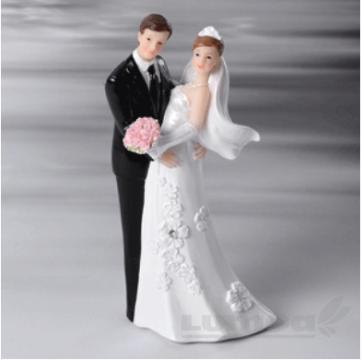 Figurine tort Mire si Mireasa cu buchet roz - Modecor de la Lumea Basmelor International Srl
