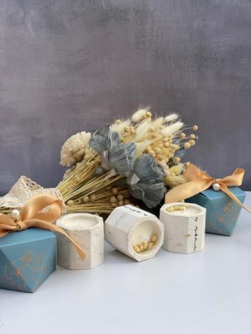 Lumanari in recipient, din ceara de soia cu aroma de fructe de la Myri Montaggi Srl