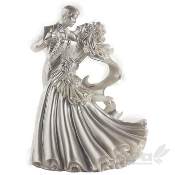 Figurina tort Mire si Mireasa argintiu perlat - Lumea de la Lumea Basmelor International Srl