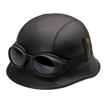 Casca Moto WW2, imbracata in piele ecologica, cu ochelari de la Auto Care Store Srl