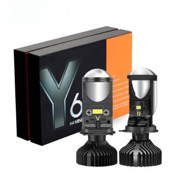 Set 2 becuri LED cu lupa H4 Mini Lens, Canbus, 6500LM, 50W