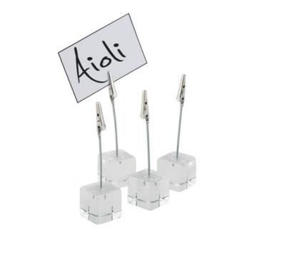 Set 4x suport acril eticheta cu clips, inaltime 12 cm de la Amenajari Si Dotari Horeca Srl