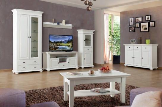 Set living Elena, lemn masiv, 6 piese, alb unt de la Francesca Decor