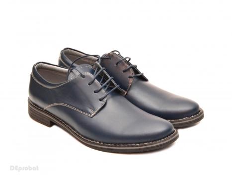 Pantofi barbati piele naturala bleumarin casual-eleganti