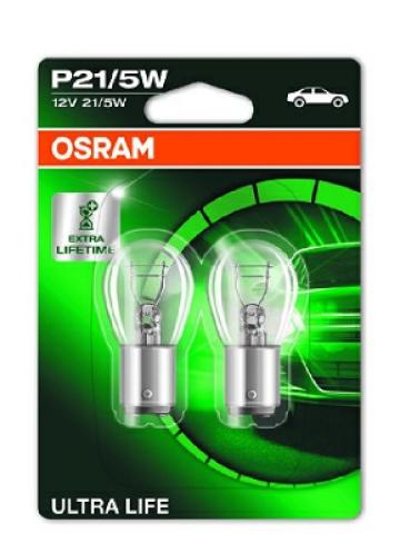 Set 2 becuri 12V P21/5W Ultra Life blister Osram