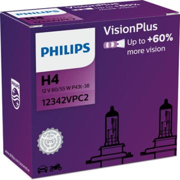 Set 2 becuri far H4 60/55W 12V Vision Plus (cutie) Philips de la Auto Care Store Srl