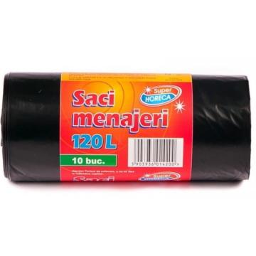 Saci menajeri 120 L impermeabili, 10/rola, LDPE, negri de la Xtra Time Srl