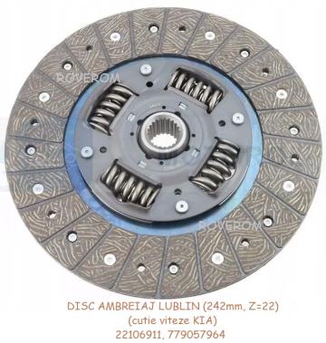 Disc ambreiaj Lublin, cutie viteze Kia (242mm, 22 caneluri) de la Roverom Srl