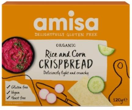 Crispbread din orez si porumb bio 120g Amisa