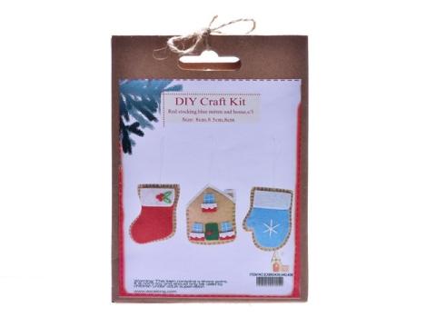 Kit DIY Craft Textile rosu-maro-albastru 9cm S/3